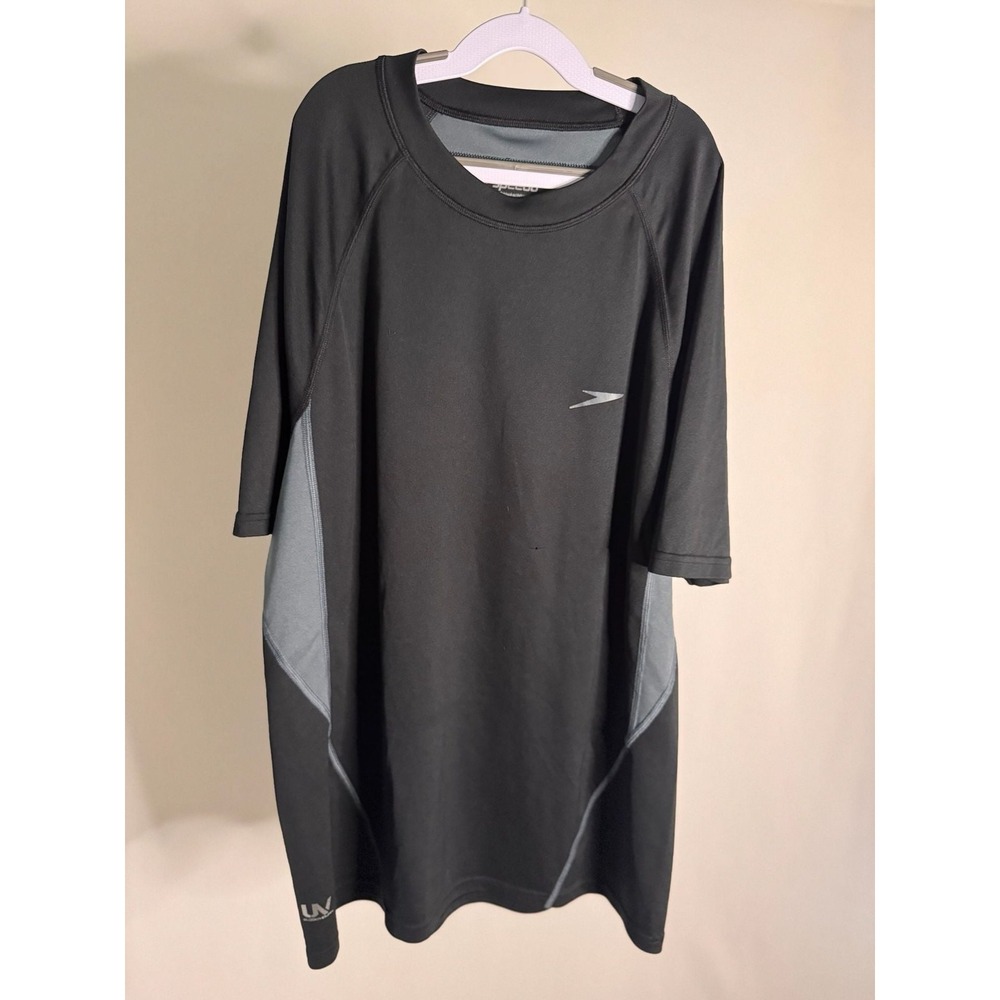 Speedo - Rash Guard Short Sleeve UV Protection - Black Grey - L - Mens